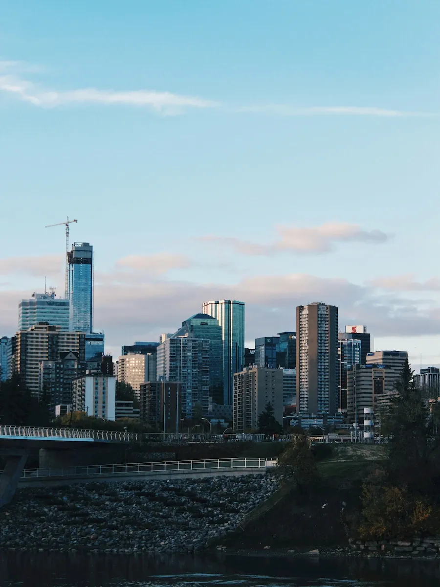 Edmonton city skyline and river valley